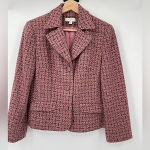 Ann Taylor Factory Store Petites Blazer Size 10P Pink With Brown Poly Blend